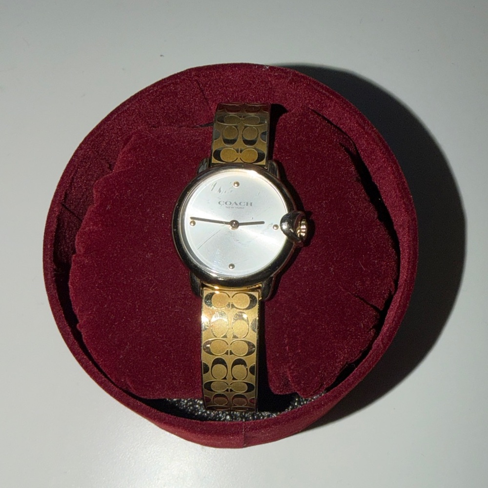 Coach Women's Gold Watch with Patterned Band